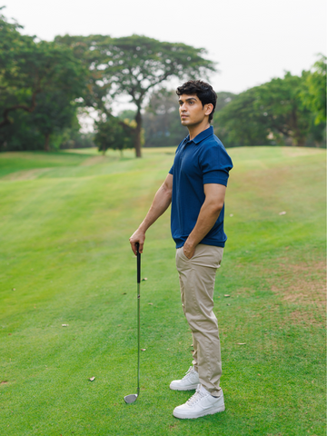 Blue Textured Polo