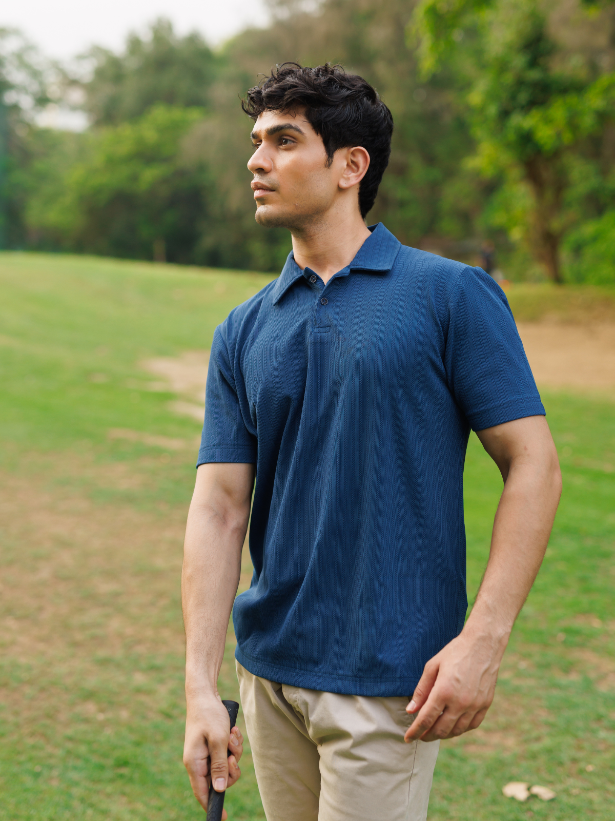 Blue Textured Polo