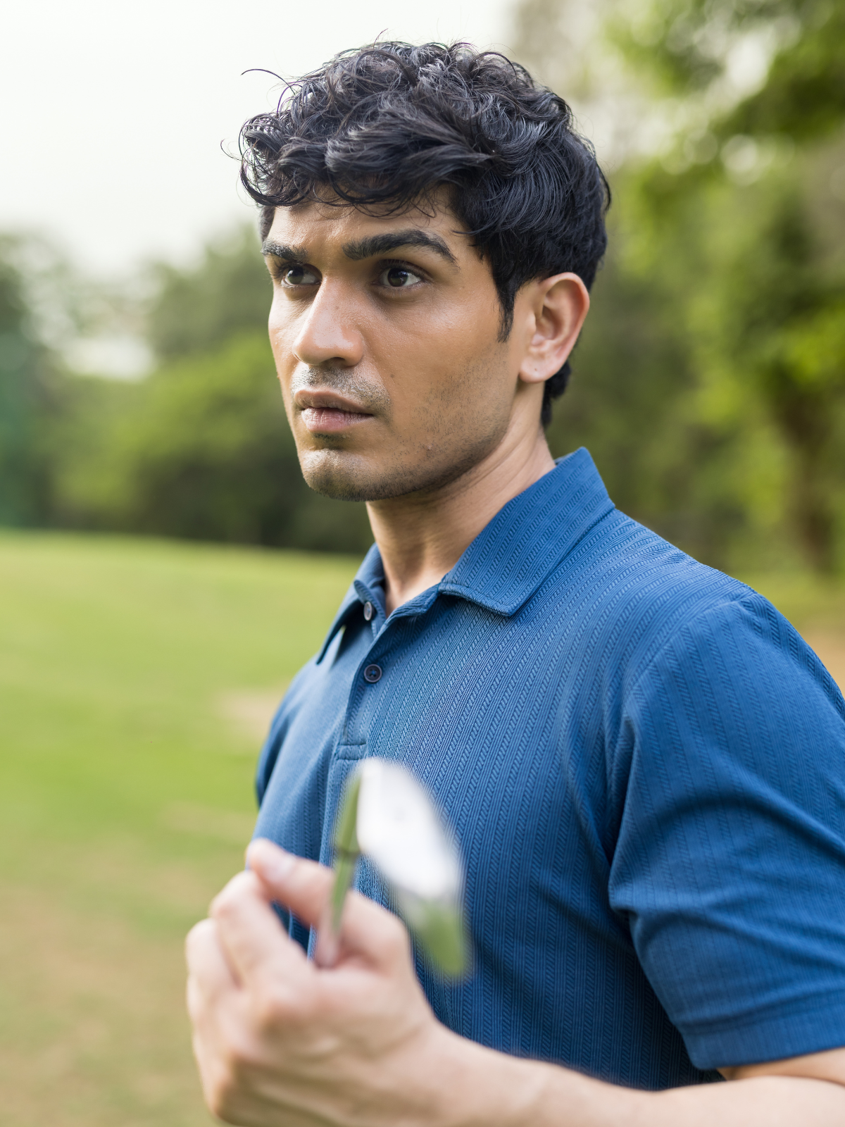 Blue Textured Polo