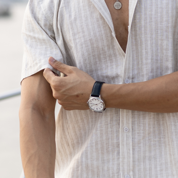 100% European Linen Striped Shirt Beige