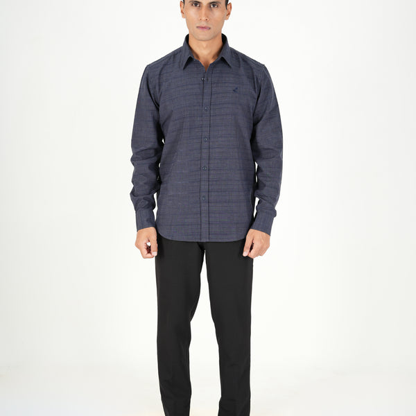Blue Textured Matte Shirt
