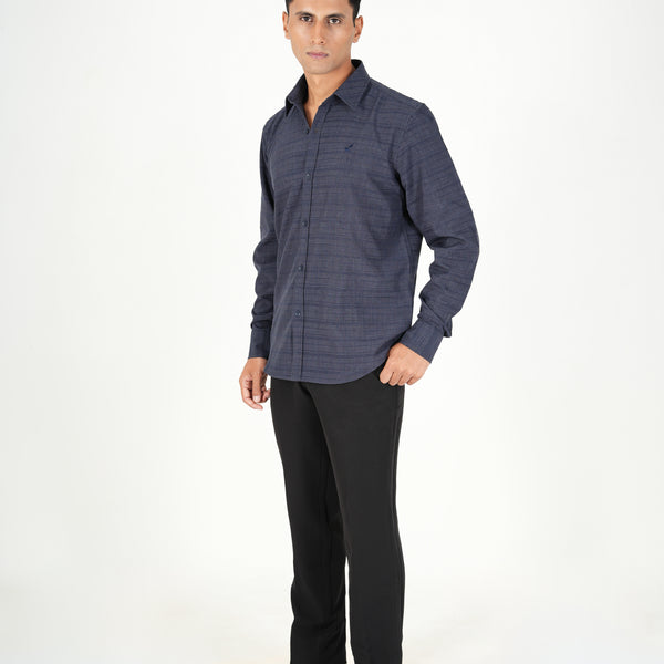 Blue Textured Matte Shirt