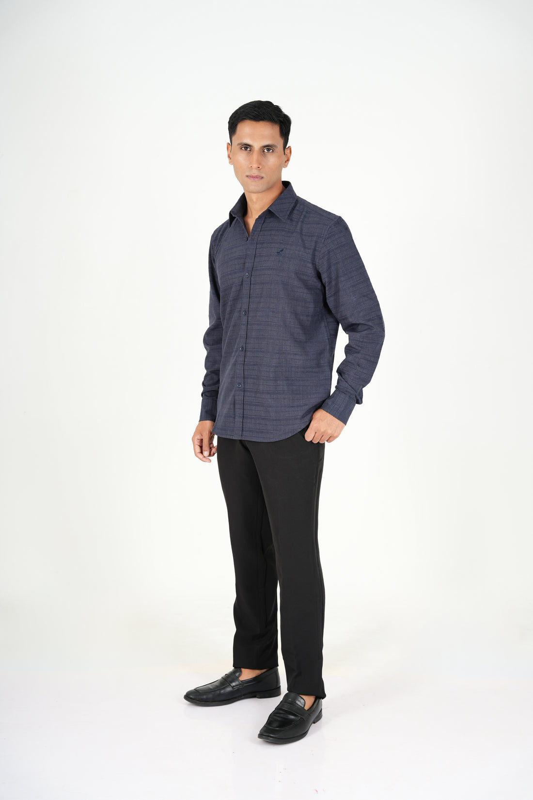 Blue Textured Matte Shirt