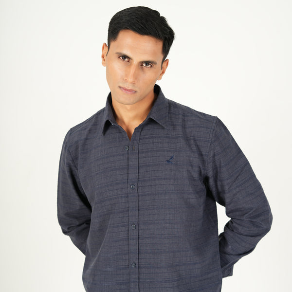 Blue Textured Matte Shirt