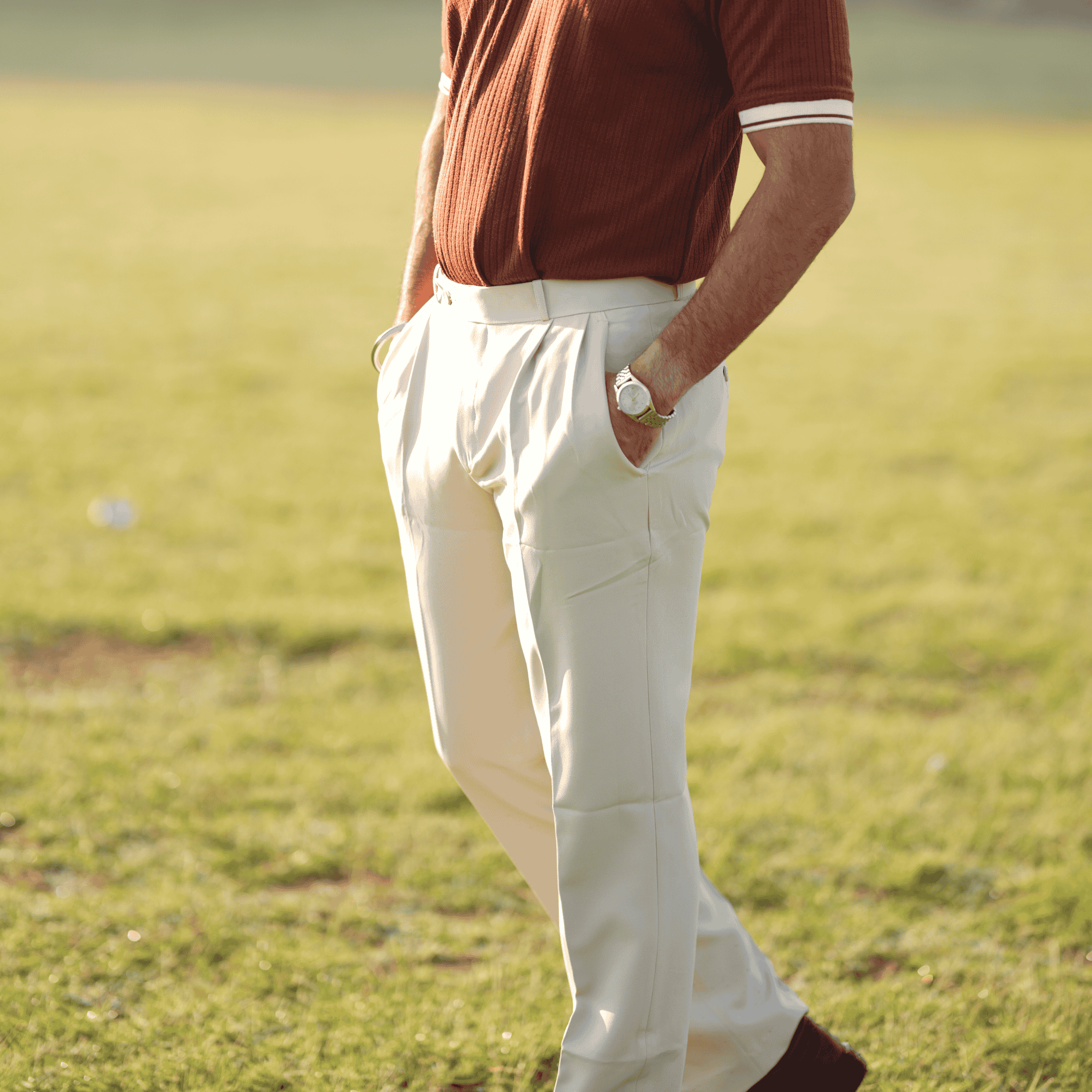 Beige Pleated Trousers