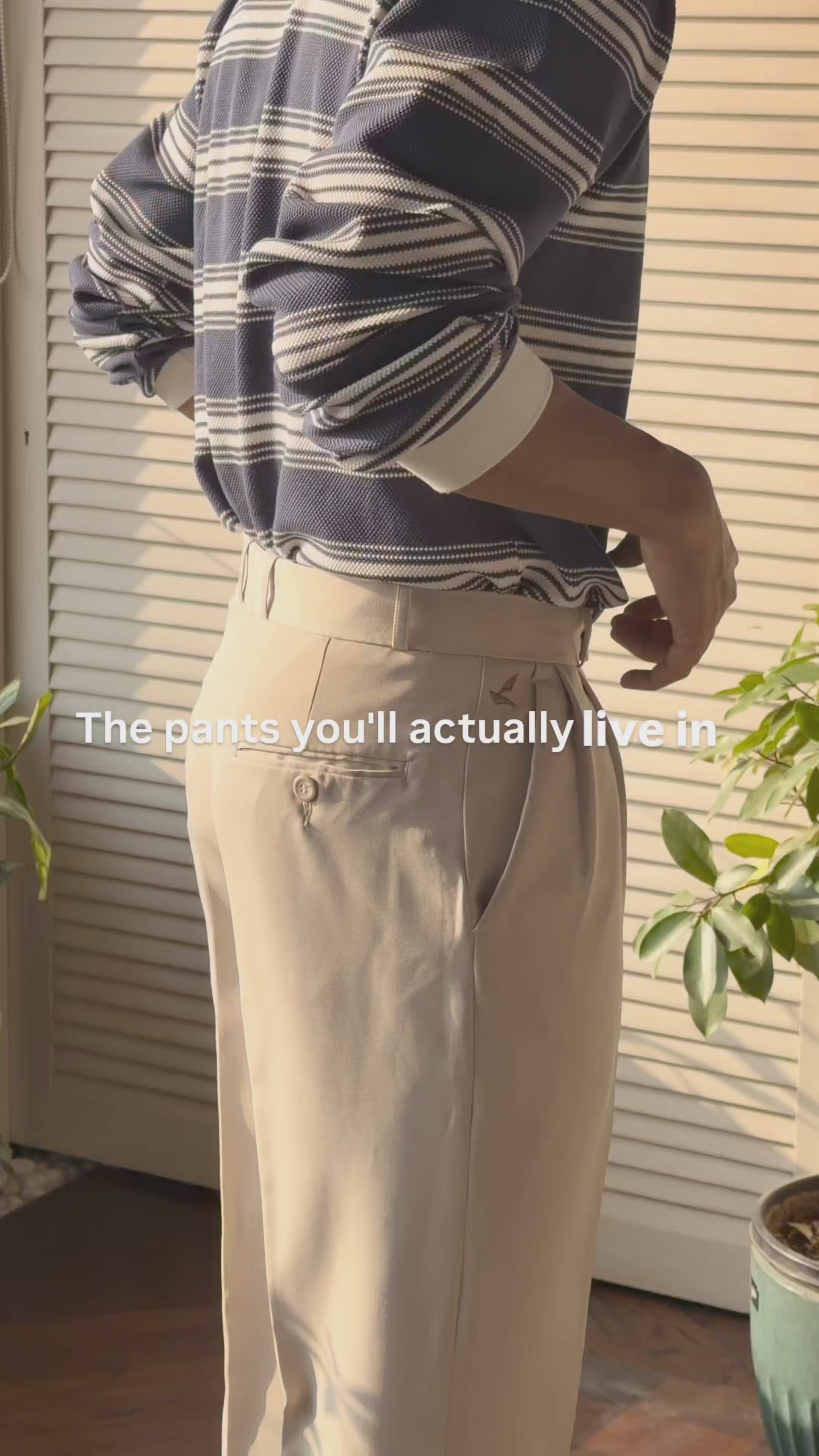 Beige Pleated Trousers